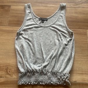 Smocked Brand Tank Top in Heather Grey